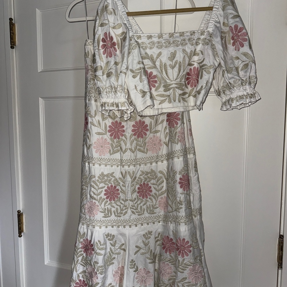 ANTONIO MELANI Floral Embroidered matching set skirt and top